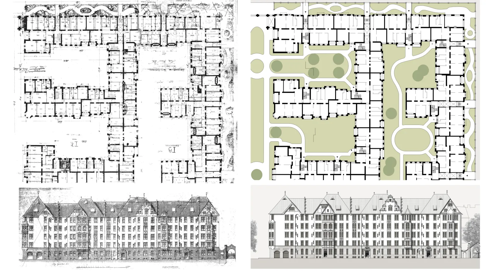 ?bersetzung des abgebildeten Archivplans in eine Neuzeichnung