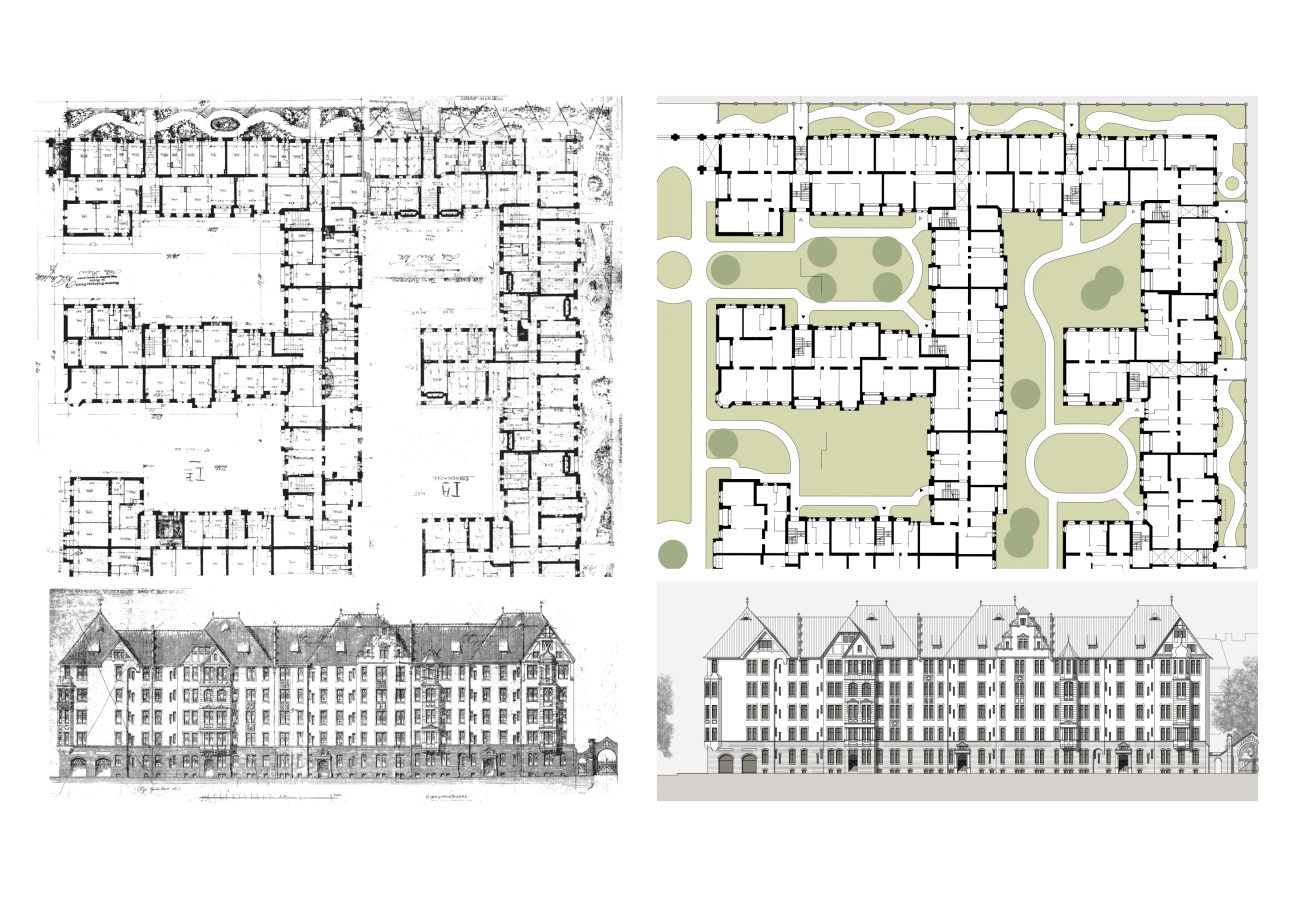 ?bersetzung des abgebildeten Archivplans in eine Neuzeichnung