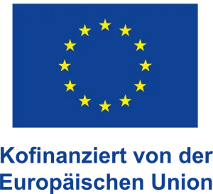 Logo: Kofinanziert von der Europ?ischen Union - Blauer Untergrund mit Sternen im Kreis